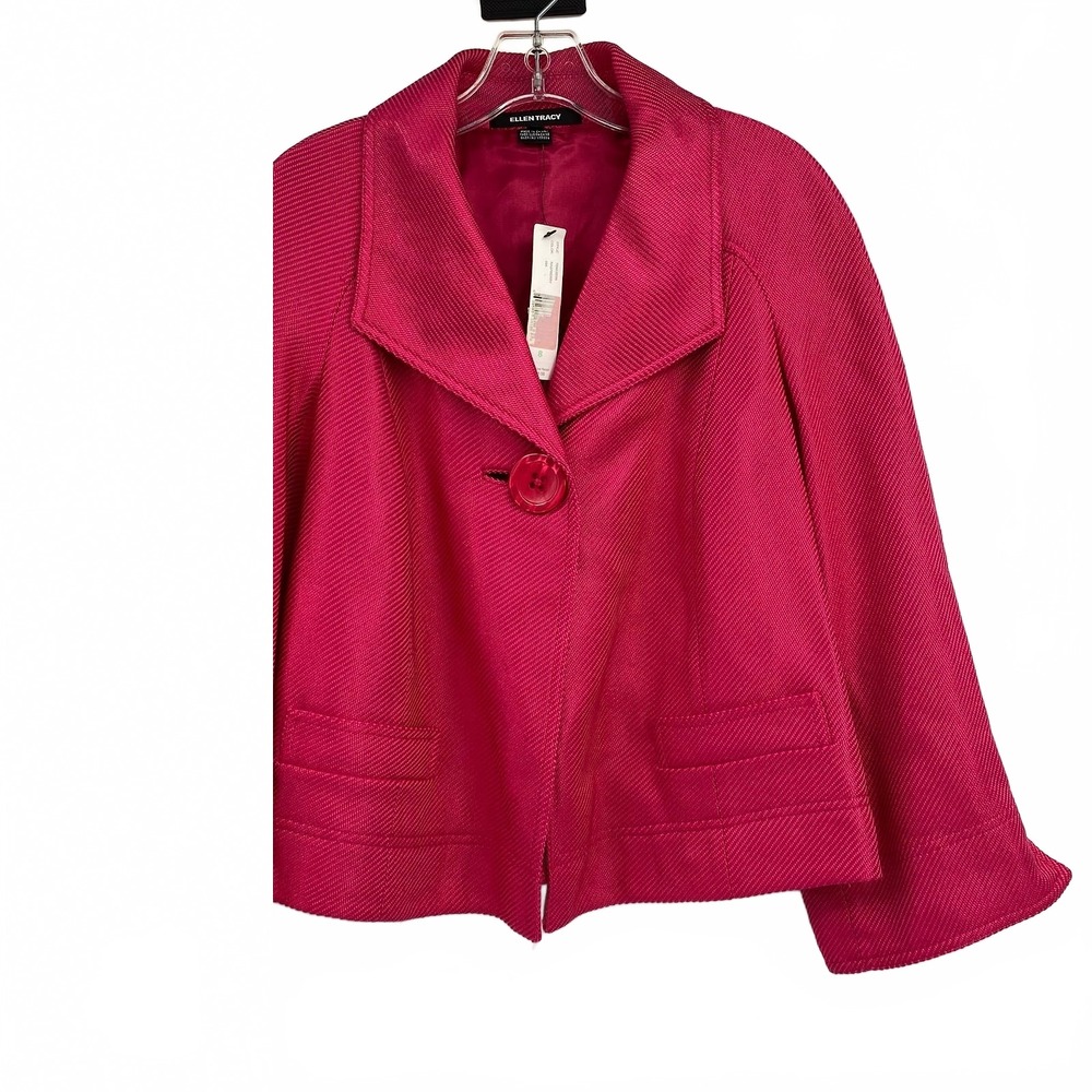 Ellen Tracy Pink Jacket Collared Button Front | Womens 8